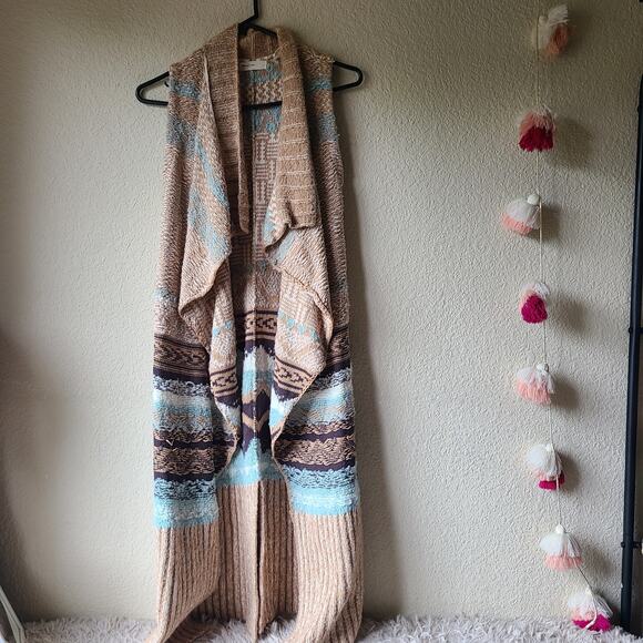 Anthropologie Sleeping On Snow Quillins Jacquard Vest Cardigan Duster Size XS - Picture 2 of 13